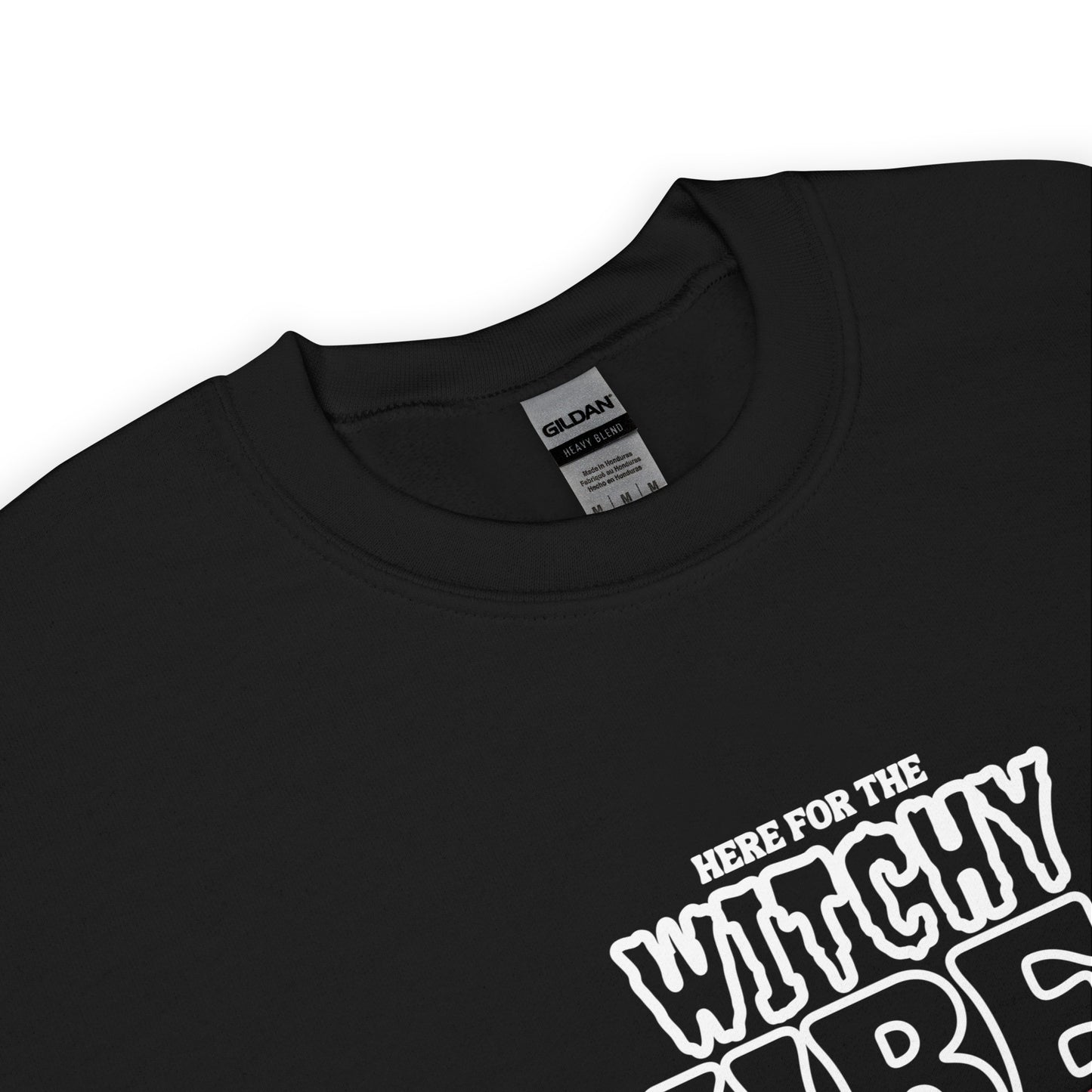 Here for the witchy vibes crewneck sweater inspired by the Sanderson Sister in the 90s Halloween fllm Hocus Pocus