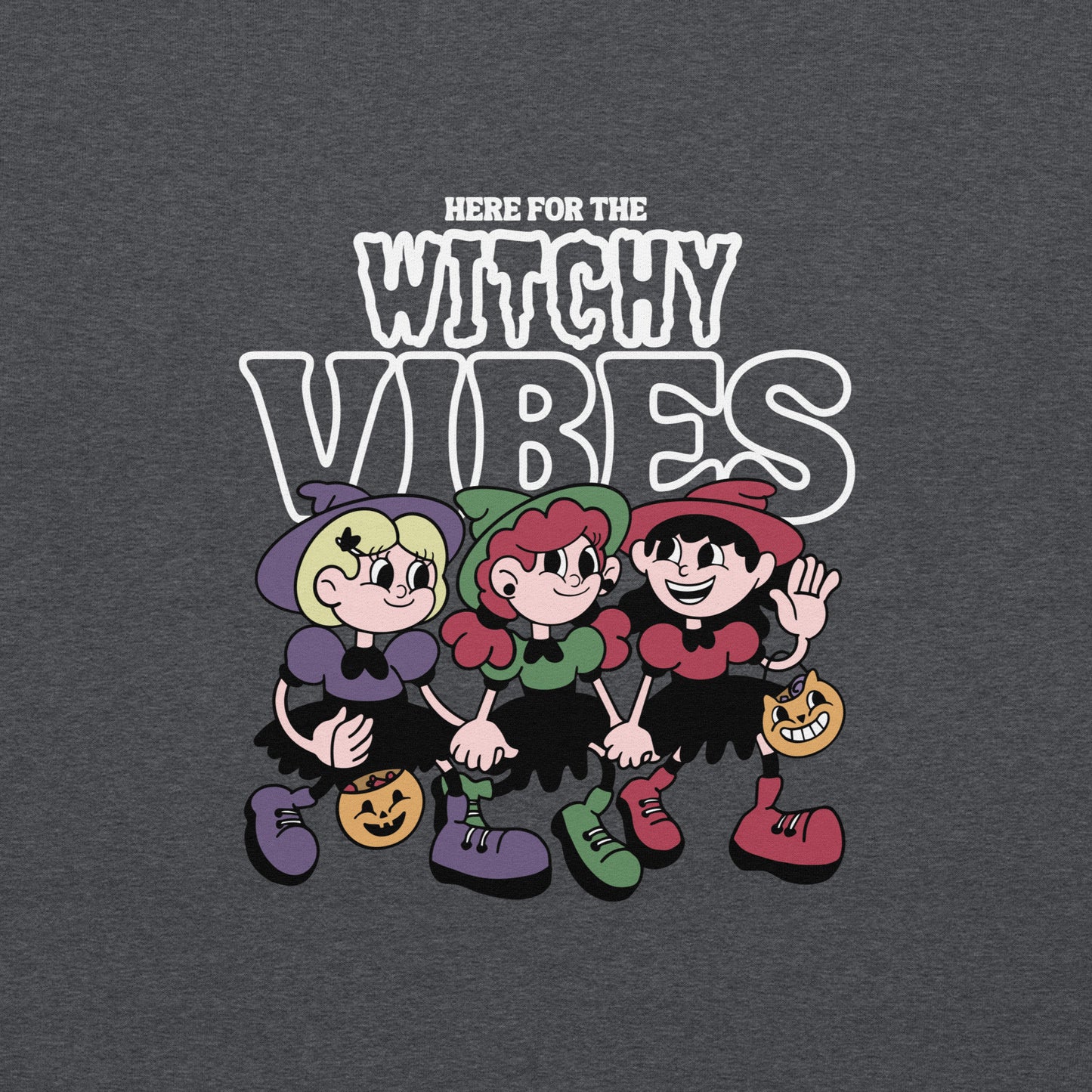 Here for the witchy vibes crewneck sweater inspired by the Sanderson Sister in the 90s Halloween fllm Hocus Pocus