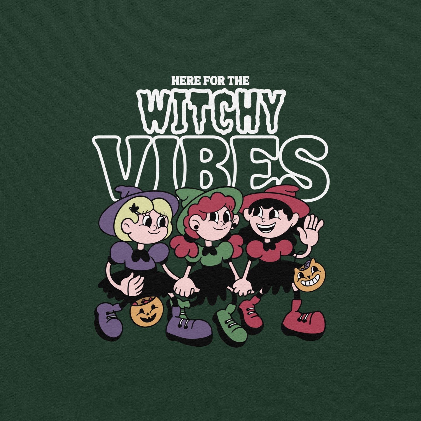 Here for the witchy vibes crewneck sweater inspired by the Sanderson Sister in the 90s Halloween fllm Hocus Pocus