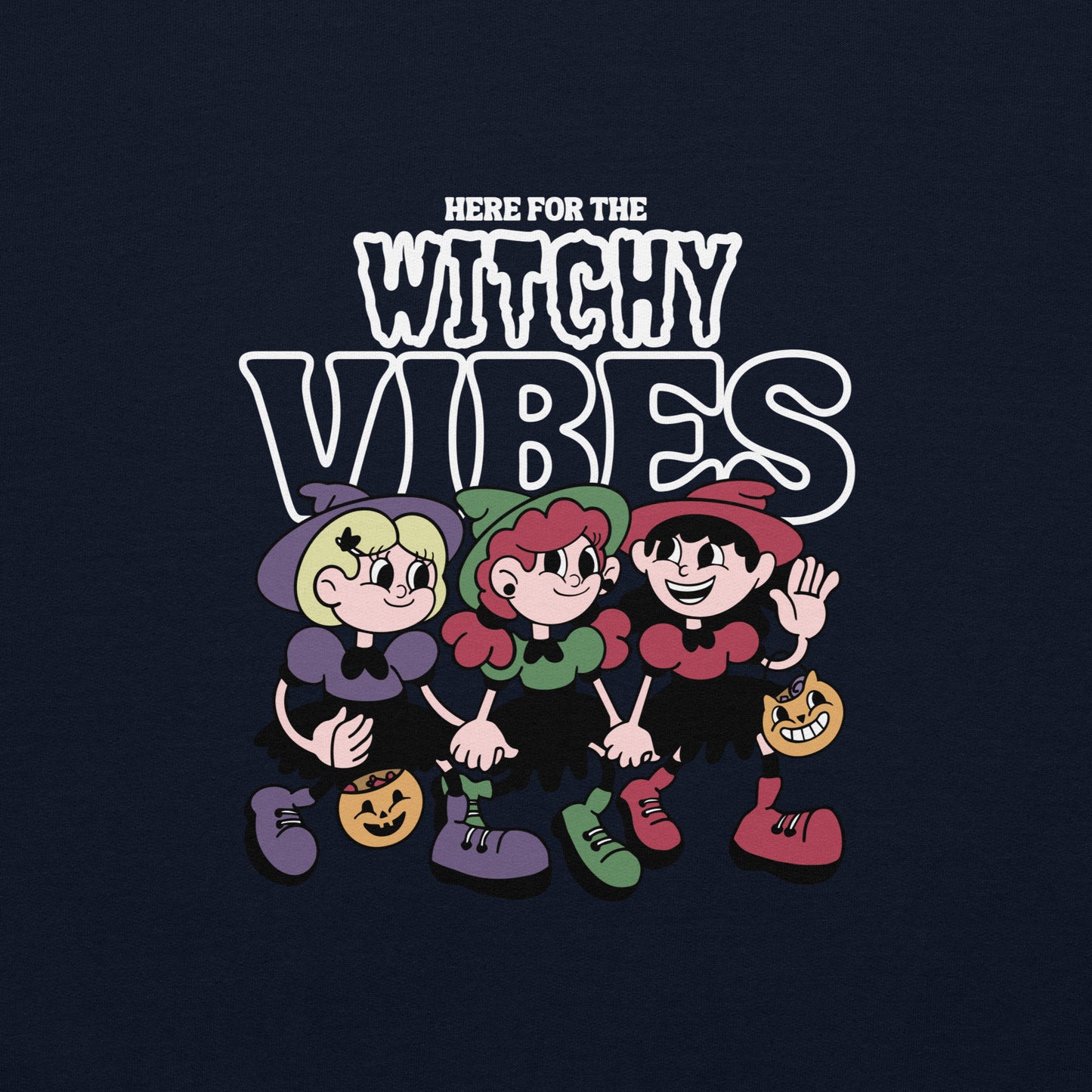 Here for the witchy vibes crewneck sweater inspired by the Sanderson Sister in the 90s Halloween fllm Hocus Pocus
