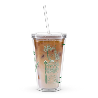 i smell snow lorelai gilmore girls stars hollow double-wall clear reusable tumbler cup merchandse gifts for her iced coffee tea winter cozy season emily rory town square gazebo