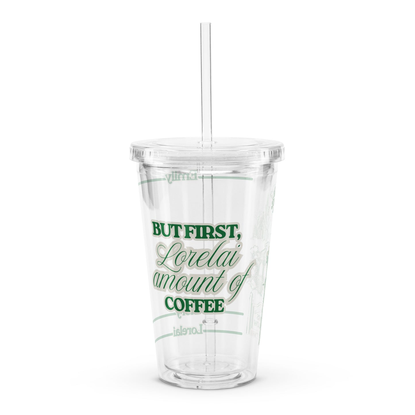 i smell snow lorelai gilmore girls stars hollow double-wall clear reusable tumbler cup merchandse gifts for her iced coffee tea winter cozy season emily rory town square gazebo