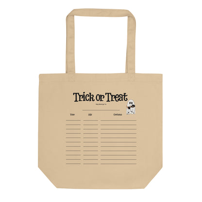 trick or tret eco tote canvas bag sustainable switch keepsake kids year age costume plasticbucket replacement halloween candy boo thang pumpkin jack o lantern certified organic dogs labrador weiner dachshund terrier ghost 