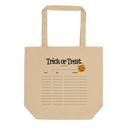 trick or tret eco tote canvas bag sustainable switch keepsake kids year age costume plasticbucket replacement halloween candy boo thang pumpkin jack o lantern certified organic treat yo self parks and recreation rec tom donna