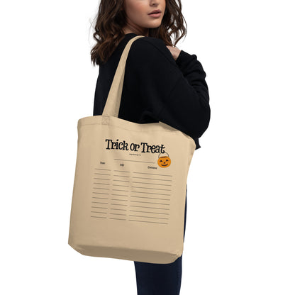 trick or tret eco tote canvas bag sustainable switch keepsake kids year age costume plasticbucket replacement halloween candy boo thang pumpkin jack o lantern certified organic treat yo self parks and recreation rec tom donna