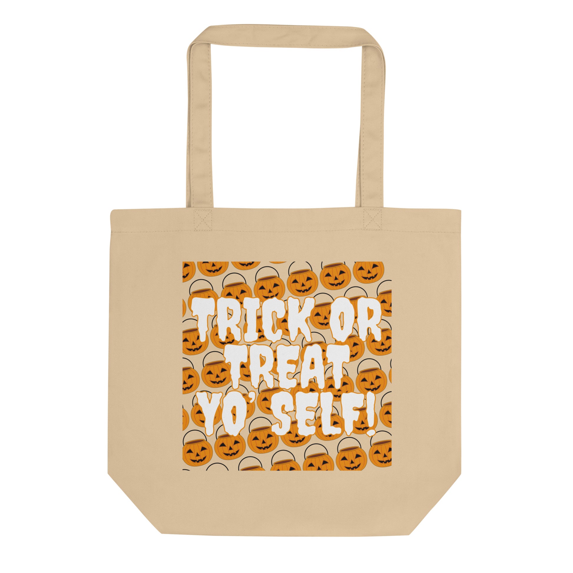 trick or tret eco tote canvas bag sustainable switch keepsake kids year age costume plasticbucket replacement halloween candy boo thang pumpkin jack o lantern certified organic treat yo self parks and recreation rec tom donna