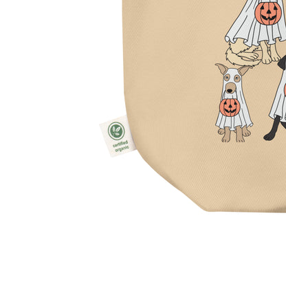 trick or tret eco tote canvas bag sustainable switch keepsake kids year age costume plasticbucket replacement halloween candy boo thang pumpkin jack o lantern certified organic dogs labrador weiner dachshund terrier ghost 