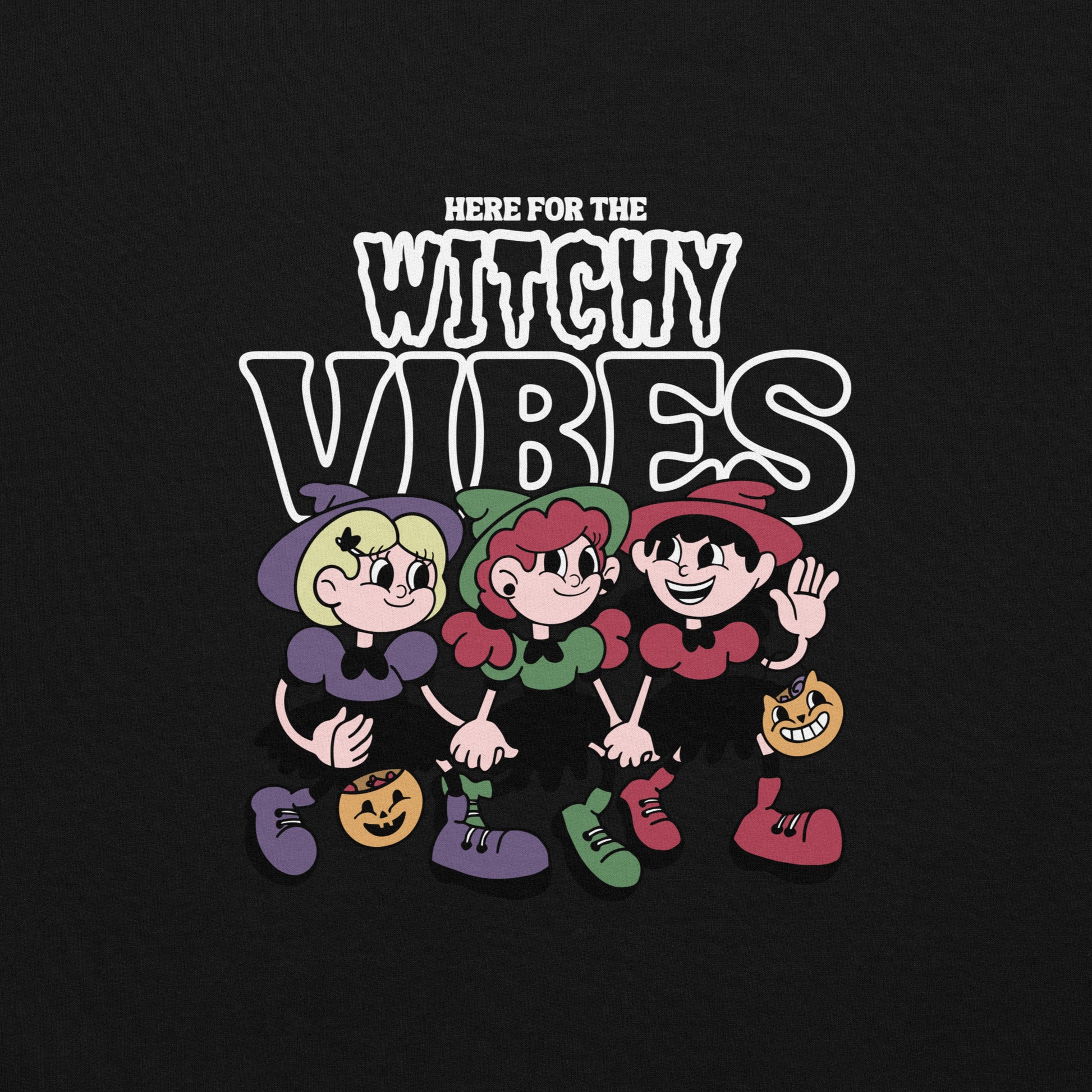 Here for the witchy vibes crewneck sweater inspired by the Sanderson Sister in the 90s Halloween fllm Hocus Pocus